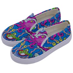 Supersonic Volcanic Fish Sonar Submarine Kids  Canvas Slip Ons by chellerayartisans