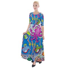 Supersonic Volcanic Fish Sonar Submarine Half Sleeves Maxi Dress by chellerayartisans