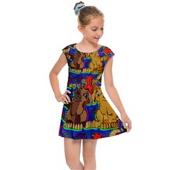 Karthrix Print Kids  Cap Sleeve Dress