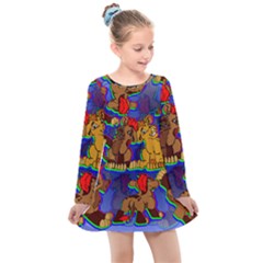 Karthrix Print Kids  Long Sleeve Dress