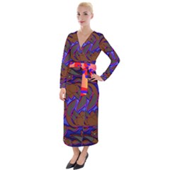 Roy Print Velvet Maxi Wrap Dress by AuroraMountainFashion