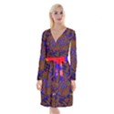 Roy Print Long Sleeve Velvet Front Wrap Dress View1