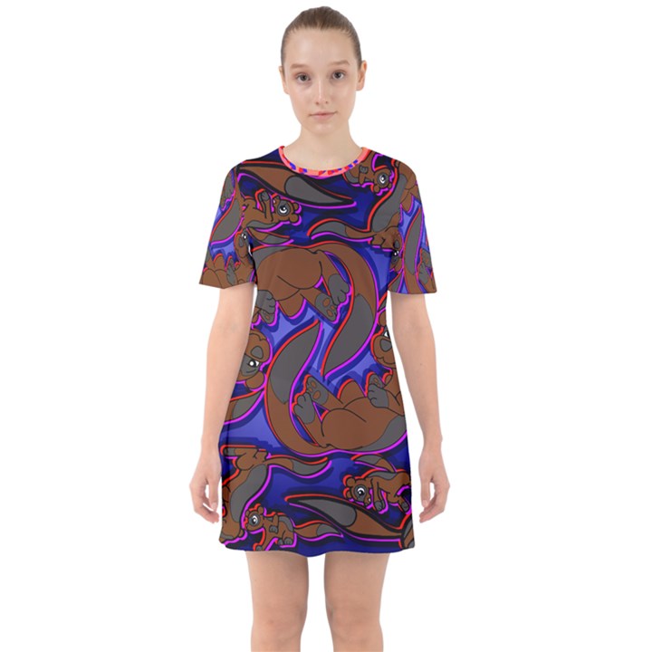 Roy Print Sixties Short Sleeve Mini Dress