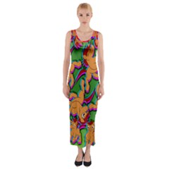 Chess Print Fitted Maxi Dress