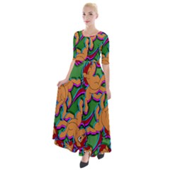 Chess Print Half Sleeves Maxi Dress by AuroraMountainFashion