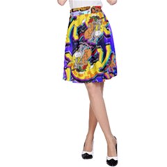 Rainbow Dragon Squad Print A-line Skirt by AuroraMountainFashion