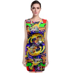 Rainbow Dragon Squad Print Sleeveless Velvet Midi Dress