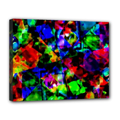 Multicolored Abstract Print Canvas 14  X 11  (stretched) by dflcprintsclothing