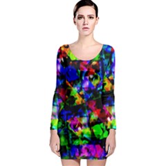 Multicolored Abstract Print Long Sleeve Bodycon Dress by dflcprintsclothing