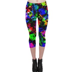 Multicolored Abstract Print Capri Leggings  by dflcprintsclothing