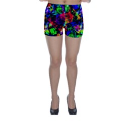 Multicolored Abstract Print Skinny Shorts by dflcprintsclothing