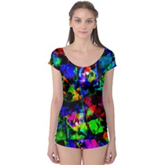 Multicolored Abstract Print Boyleg Leotard  by dflcprintsclothing