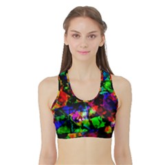 Multicolored Abstract Print Sports Bra With Border by dflcprintsclothing