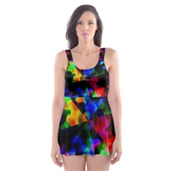 Multicolored Abstract Print Skater Dress Swimsuit by dflcprintsclothing