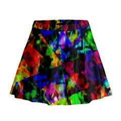 Multicolored Abstract Print Mini Flare Skirt by dflcprintsclothing