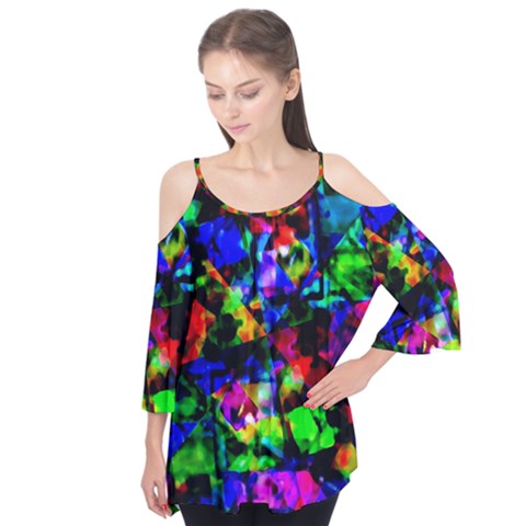 Multicolored Abstract Print Flutter Tees by dflcprintsclothing