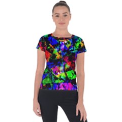 Multicolored Abstract Print Short Sleeve Sports Top  by dflcprintsclothing