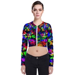 Multicolored Abstract Print Long Sleeve Zip Up Bomber Jacket