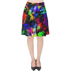 Multicolored Abstract Print Velvet High Waist Skirt by dflcprintsclothing