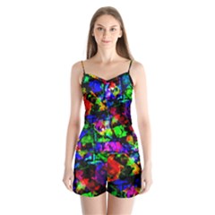 Multicolored Abstract Print Satin Pajamas Set by dflcprintsclothing