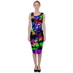 Multicolored Abstract Print Sleeveless Pencil Dress by dflcprintsclothing