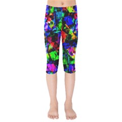 Multicolored Abstract Print Kids  Capri Leggings  by dflcprintsclothing