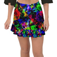 Multicolored Abstract Print Fishtail Mini Chiffon Skirt by dflcprintsclothing