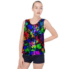 Multicolored Abstract Print Bubble Hem Chiffon Tank Top by dflcprintsclothing