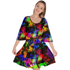 Multicolored Abstract Print Velour Kimono Dress by dflcprintsclothing