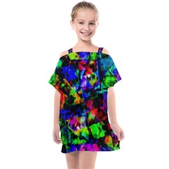 Multicolored Abstract Print Kids  One Piece Chiffon Dress by dflcprintsclothing