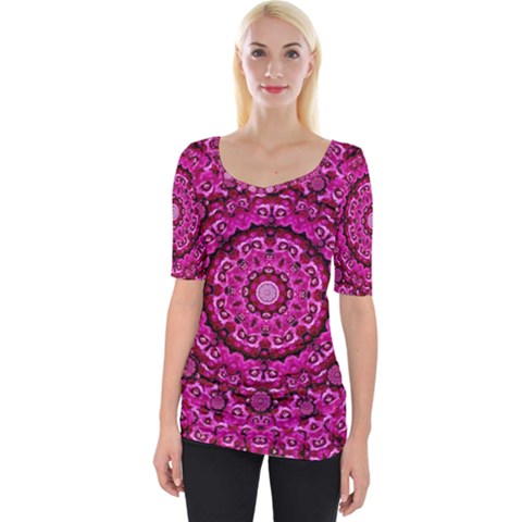 Happy Florals  Giving  Peace And Great Feelings Wide Neckline Tee by pepitasart