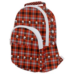 Plaid - Red With Skulls Rounded Multi Pocket Backpack by WensdaiAmbrose