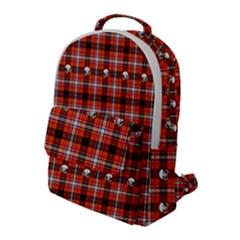 Plaid - Red With Skulls Flap Pocket Backpack (large) by WensdaiAmbrose