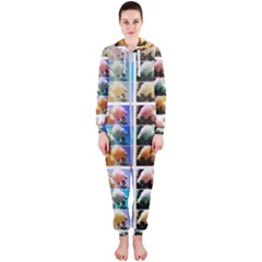 Twenty-seven Snowball Branch Collage Hooded Jumpsuit (ladies)  by okhismakingart