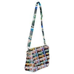 Twenty-seven Snowball Branch Collage Shoulder Bag With Back Zipper by okhismakingart