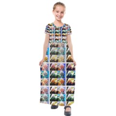 Twenty-seven Snowball Branch Collage Kids  Short Sleeve Maxi Dress by okhismakingart