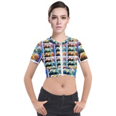 Twenty-seven Snowball Branch Collage Short Sleeve Cropped Jacket