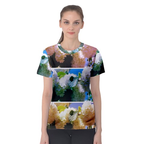 Snowball Branch Collage (i) Women s Sport Mesh Tee by okhismakingart