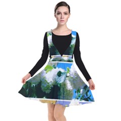 Snowball Branch Collage (i) Plunge Pinafore Dress