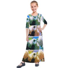 Snowball Branch Collage (i) Kids  Quarter Sleeve Maxi Dress by okhismakingart