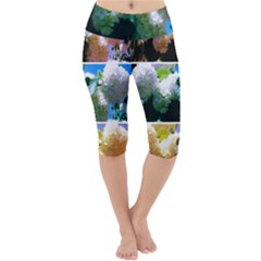 Snowball Branch Collage (i) Lightweight Velour Cropped Yoga Leggings by okhismakingart