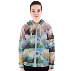 Faded Snowball Branch Collage (ii) Women s Zipper Hoodie by okhismakingart