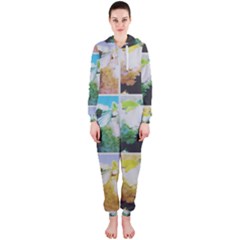 Faded Snowball Branch Collage (ii) Hooded Jumpsuit (ladies)  by okhismakingart