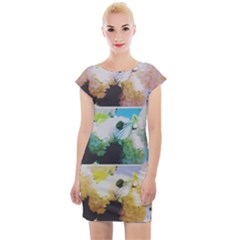 Faded Snowball Branch Collage (ii) Cap Sleeve Bodycon Dress by okhismakingart