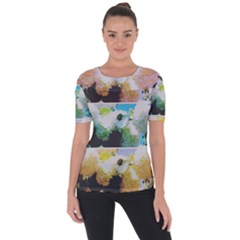 Faded Snowball Branch Collage (ii) Shoulder Cut Out Short Sleeve Top by okhismakingart