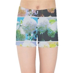 Faded Snowball Branch Collage (ii) Kids  Sports Shorts by okhismakingart