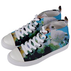 Faded Snowball Branch Collage (ii) Women s Mid-top Canvas Sneakers by okhismakingart