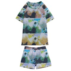 Faded Snowball Branch Collage (ii) Kids  Swim Tee And Shorts Set by okhismakingart