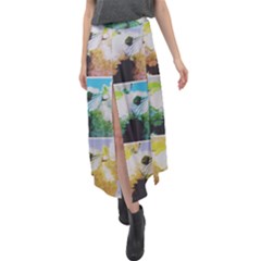 Faded Snowball Branch Collage (ii) Velour Split Maxi Skirt by okhismakingart