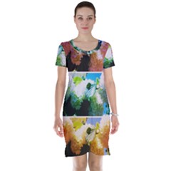 Bright Snowball Branch Collage (iii) Short Sleeve Nightdress by okhismakingart